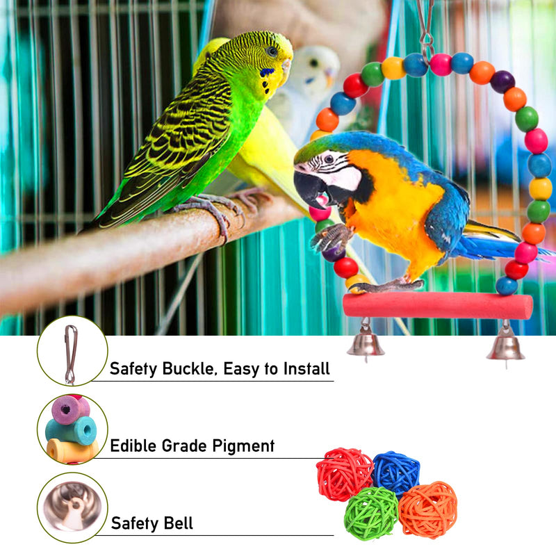 MQUPIN Bird Parrot Toys Budgie Toys and Parrot Cage Accessories, 12 Packs Swing Perches Climbing Ladder Chewing Bird Cage Toys for Small Parakeets, Budgie, African Grey, Cockatiels, Canary 12 PCS - PawsPlanet Australia