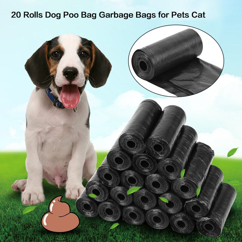 [Australia] - 20 Rolls Pet Waste Garbage Bags, Dog Cat Waste Collection Clean Poop Bags(Black) Black 