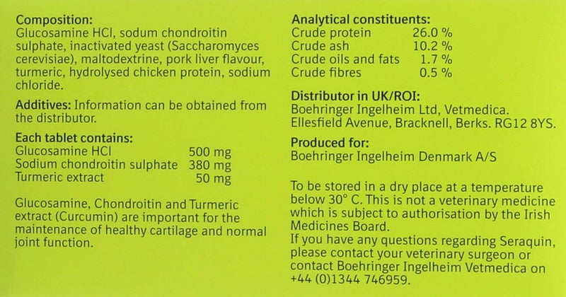 Seraquin Veterinary Joint Supplement with Turmeric for Dogs - 60 x 2 g Chewable Tablets - PawsPlanet Australia