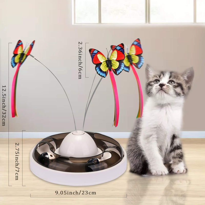 Elipark 2 in 1 Interactive Cat Toy-Automatic Cat Toys for Indoor Cats,Electric Rotating Butterfly & Ball Exercise Teaser Kitten Toys for Pet, 2 Butterfly Replacements Grey - PawsPlanet Australia