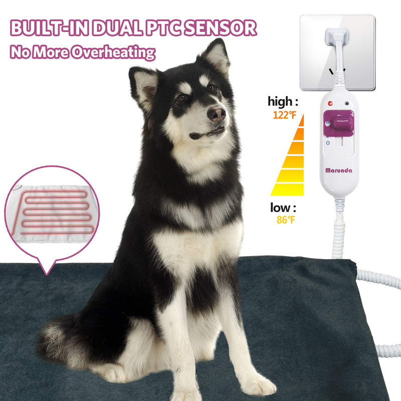 MARUNDA Pet Heating Pad,Cat Dog Electric Pet Heating Pad Indoor Waterproof, Constant Temperature, Chew Resistant Steel Cord 12" x 15" Manual Control - PawsPlanet Australia