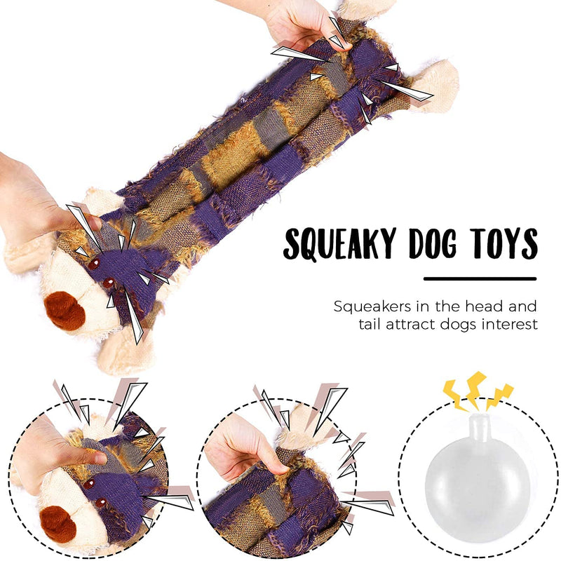 Puppy Teething Toys Squeaky Dog Chew Toys Set with Cotton Ropes, Puppy Boredom Carrot Rope Toy, Interactive Pet Toys for Small Puppies and Medium Dogs (Brown bear) - PawsPlanet Australia