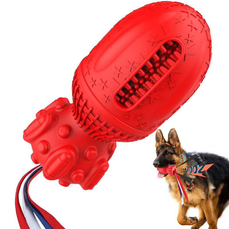 MASBRILL Dog Toy Indestructible, Chew Toy for Aggressive Chewers, Squeaky Dog Toy for Small Medium Dogs Natural Rubber Toy for Teeth Cleaning - Red Red-1 - PawsPlanet Australia