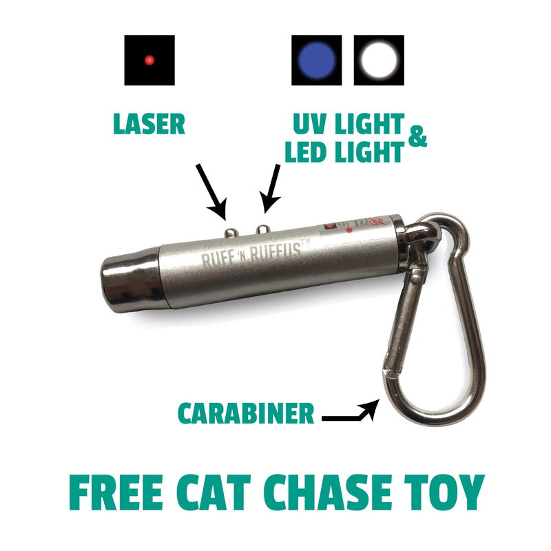 [Australia] - Ruff 'n Ruffus Automatic Laser Cat Toy + Free Bonus 3-in-1 Chase Toy | Interactive Cat Chase Toy | 3 Rotating Modes | Auto Shut-Off | AA Battery Operated | Kitten/Cat Owner’s Gift Idea Aqua (Free Bonus) 
