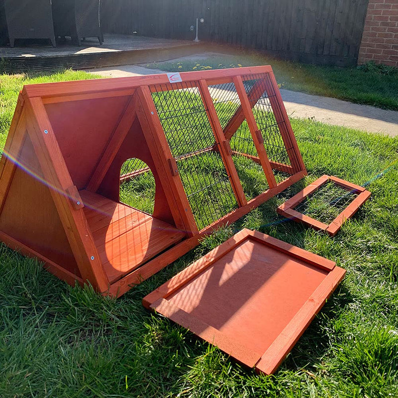 Bunny Business Pet Supplies Apex Run with Enclosure Rabbit/Guinea Run Hutch Hutches, 4ft Triangular Runs (RED-HVY) - PawsPlanet Australia