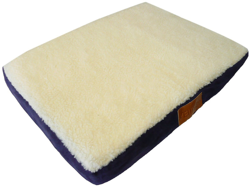 Ellie-Bo Large 87cms x 57cms Replacement Dog Bed Cover in Blue with Faux Suede and Sheepskin Topping will fit 36 inch Large Memory Foam Dog Bed - PawsPlanet Australia