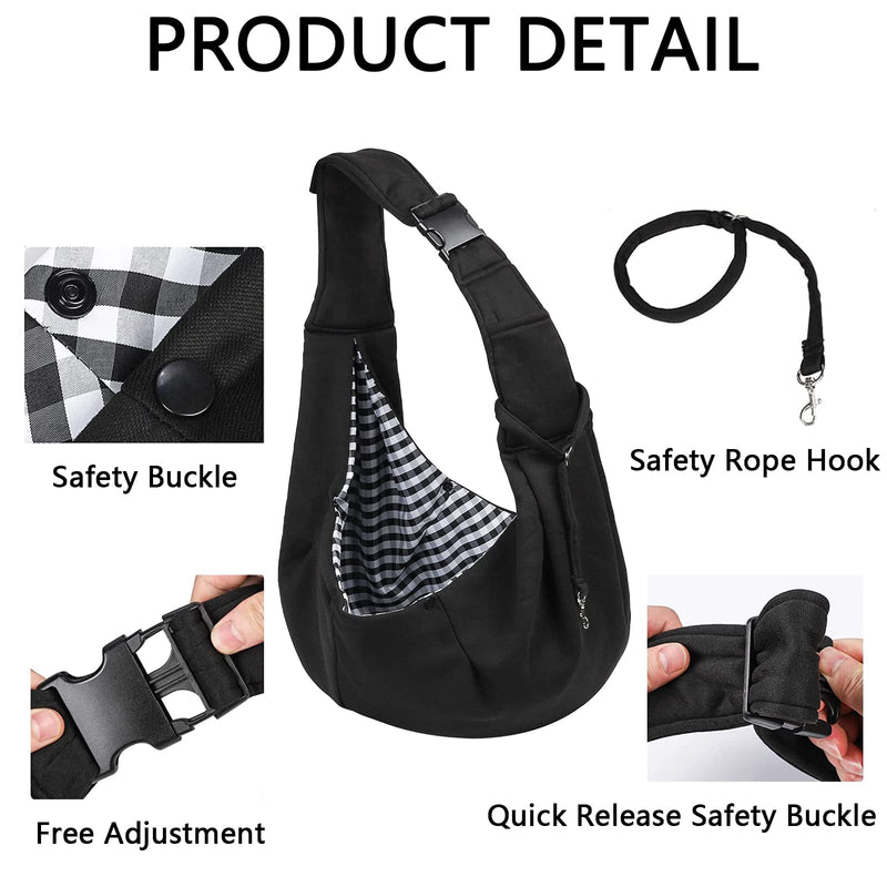 Pet Sling Carrier, Hand Free Pet Carrier, Dog Sling with Adjustable Shoulder Strap for Small Medium Cat Dog (Black) Black - PawsPlanet Australia