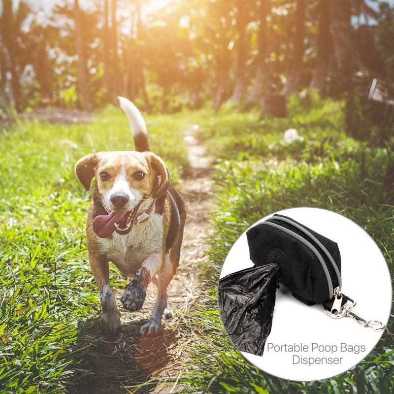 [Australia] - Dog Poop Bags Dispenser Dog Poop Bag Holder Leash Attachment Waste Bag Dispenser Pick up Pet Clean Up Bags with Iron Hook and Zipper for Walking Running Hiking Portable Black 