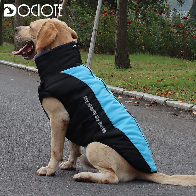 Dog Jacket with Harness Large Dogs Coats Waterproof, Dog harness Coats Warm Winter Clothes Windproof Reflective Pet Vest Cotton Padded Cozy Cold Weather Dog Apparels for Medium Large Dogs Blue 2XL - PawsPlanet Australia