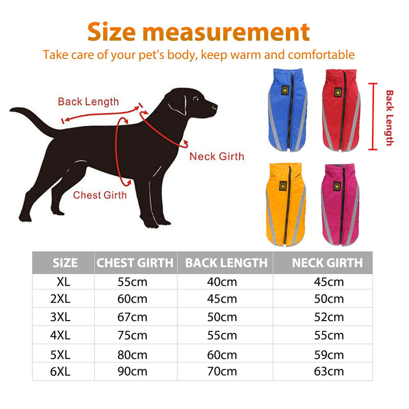 PETCUTE Dog coat Warm Vest Jacket for medium large dogs waterproof dog coat 5XL(Chest:80cm, Back:60cm) Red - PawsPlanet Australia