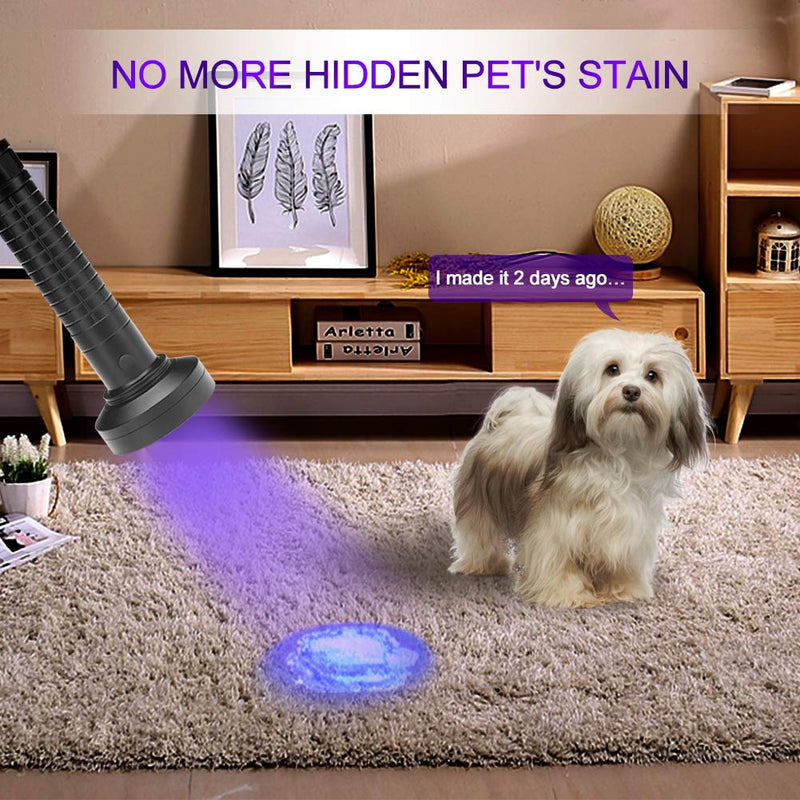 UV Black Light Flashlight, 100 LED High Power 395 nM Ultraviolet Flashlights UV blacklight Detector for Dog Urine, Pet Stains and Bed Bug, Matching with Pet Odor Eliminator - PawsPlanet Australia