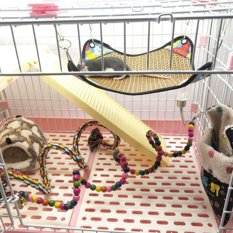 [Australia] - Vedem Small Animal Cool Rattan Hammock Bed Cage Hanging Reversible Mat for Hamster Sugar Glider Ferret Chinchilla Heart 