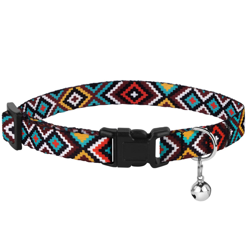 [Australia] - CollarDirect Aztec Cat Collar Breakaway Pack of 2 PCS Nylon Tribal Pattern Geometric Pet Kitten Collars for Cats Ethnic Teal + Tribal Magenta 