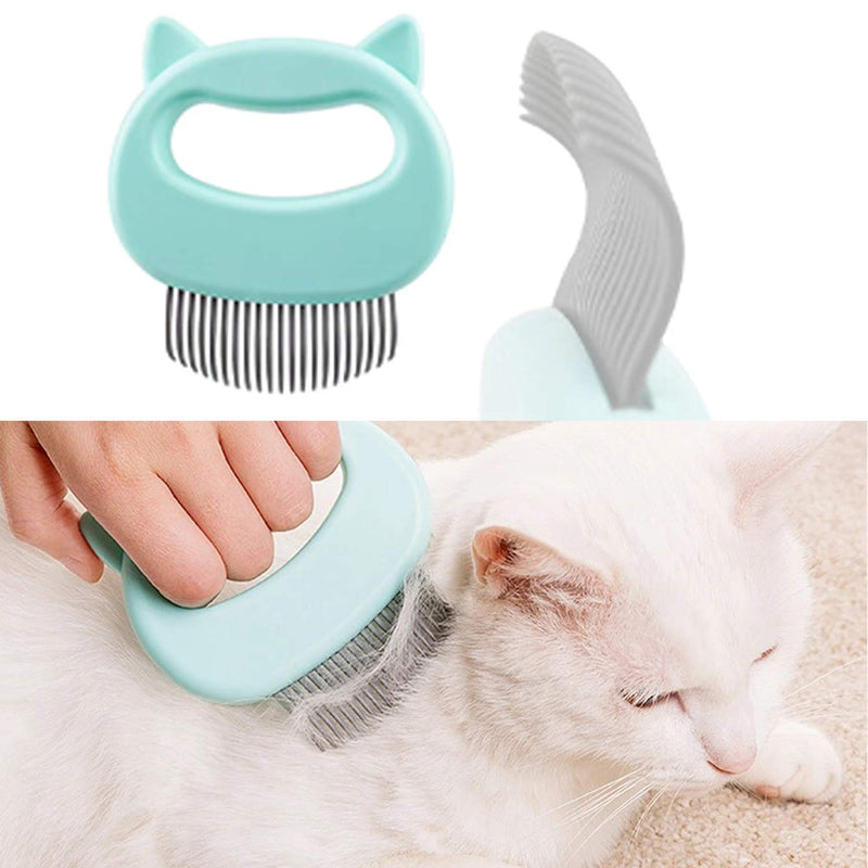 Pet Massage Comb, Cat Brush Pet Cat Dog Shell Comb Relaxing Cat Comb Grooming Hair Removal Shedding Cleaning Brush （Random colour）-1pcs Pet Comb+1Pcs Cat Food Scoop - PawsPlanet Australia