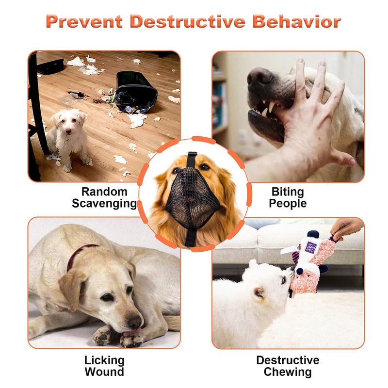 Ohcozzy Soft Mesh Dog Muzzle Won‘t Contact Nose for Small Medium Large Dogs, Allows Panting and Drinking(M,Black) - PawsPlanet Australia