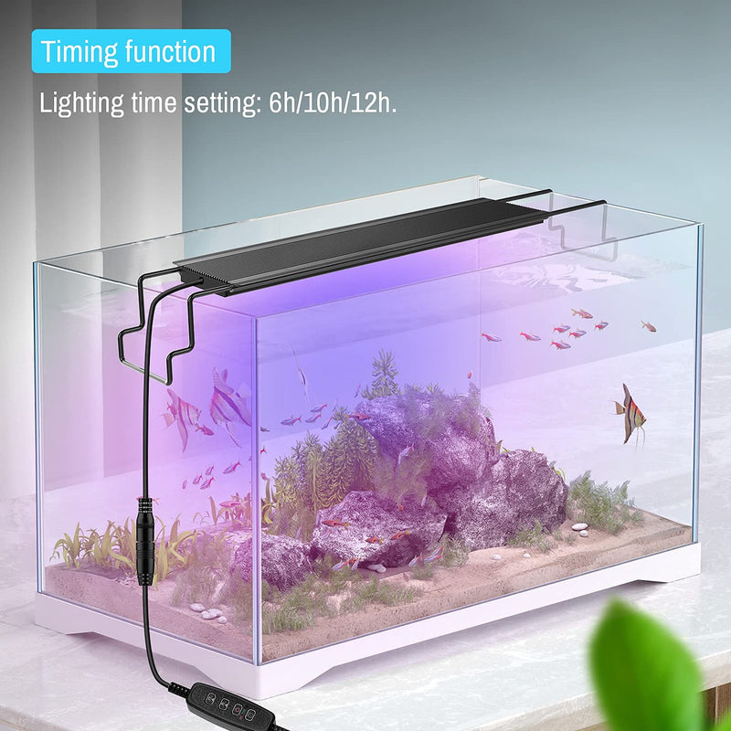 Aquarium Light LED Fish Tank Light for 12-18in Fish Tank, 12W Waterproof IP66 aquarium light for plants, 3 Lighting Modes Freshwater Light, Timer Controller Aluminium Alloy, Extendable Brackets(ZL-30) ZL-30 - PawsPlanet Australia