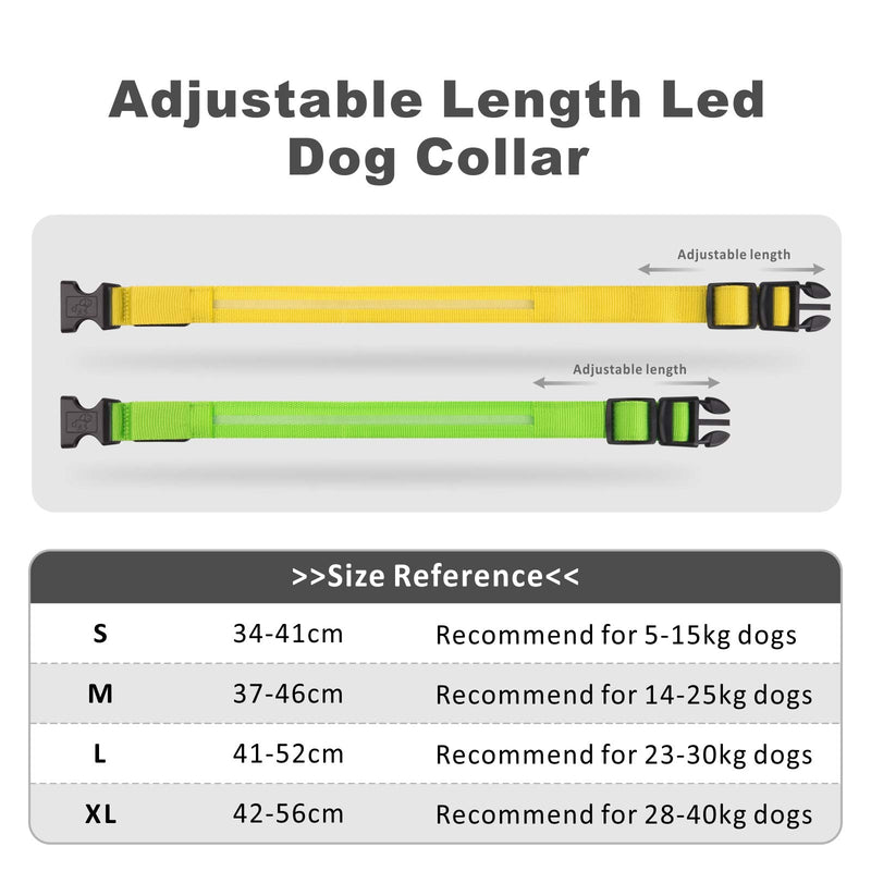 LED Dog Collar Baytion USB Rechargeable Light up Dog Collar with Rechargeable and Waterproof Flashing Light Glowing Small Medium Large Dogs Large(41-52cm/23-30kg dogs) - PawsPlanet Australia