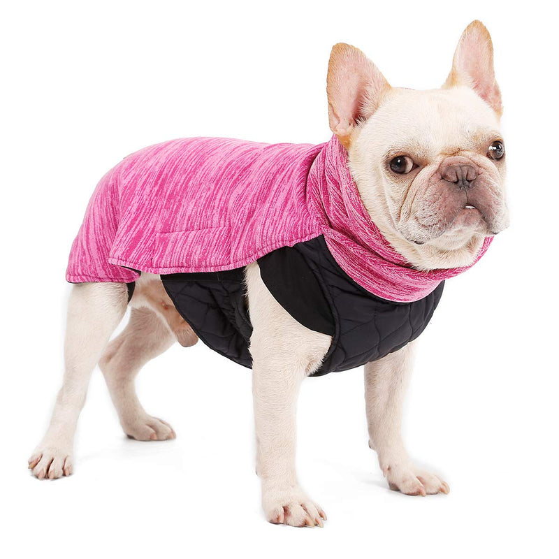 LEMON PET Dog Winter Coat Waterproof Reversible Clothes Small Medium Large Dog Jacket Winter Fleece Warm Windproof Cold Weather Autumn Vest Apparel with Harness Hole XS Neck Girth: 12.99in Rose - PawsPlanet Australia