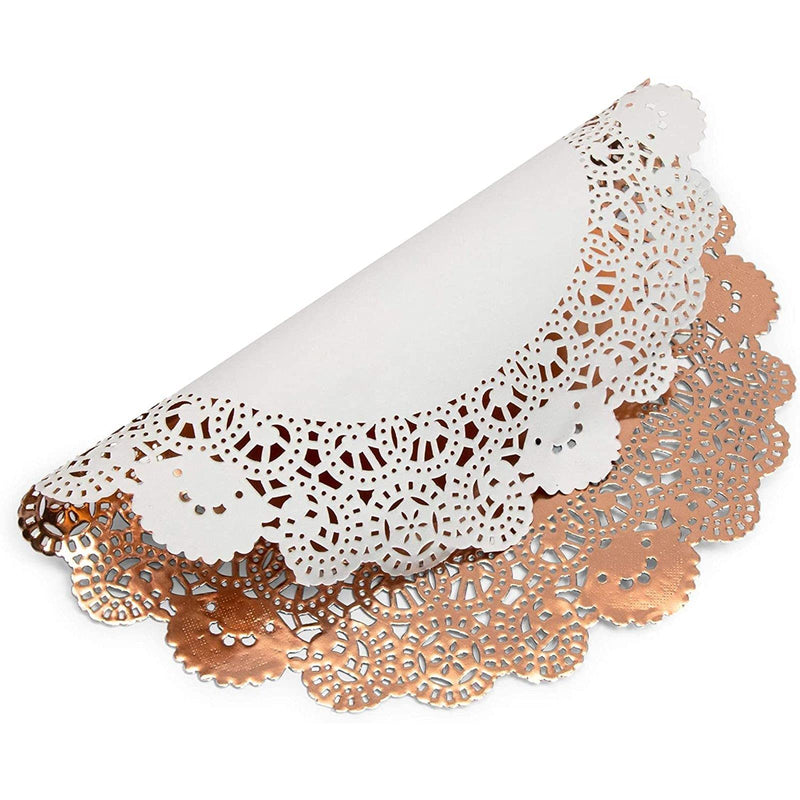 Lace Paper Doilies, Rose Gold Foil Placemats (10 in, 100 Pack) - PawsPlanet Australia