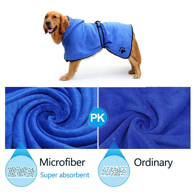 PETCUTE Dog Bathrobes Dog Robe Fast Drying Bathrobe for Dogs Microfiber dog towel Absorbent Dog Pajamas Small Medium Large Size M Blue - PawsPlanet Australia
