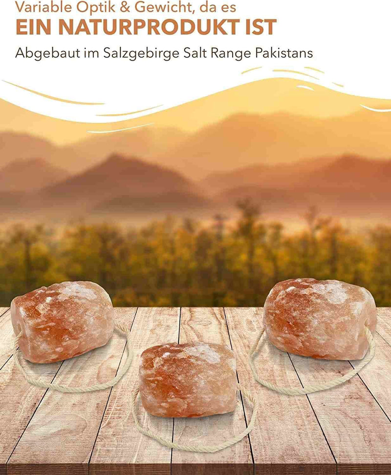 High-quality salt lick stone “Rock Crystal” 4 x lick stones with cord, total approx. 8 kg, for horses, sheep, cattle, game, livestock salt - mineral lick stone - premium lick stone - PawsPlanet Australia