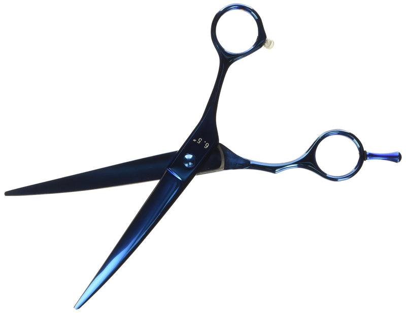 [Australia] - Master Grooming Tools 5200 Blue Titanium Shears — High-Performance Shears for Grooming Dogs - Curved, 6½" 