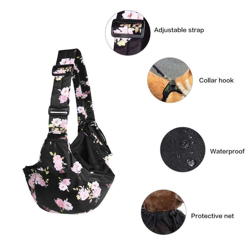 [Australia] - Petmolico Pet Dog Sling Carrier, Hands Free Breathable Mesh Adjustable Dog Cat Puppy Bag with Zipper Pocket for Daily Walk, Travel Outdoor Activity and Weekend Adventure, Pink Rose 