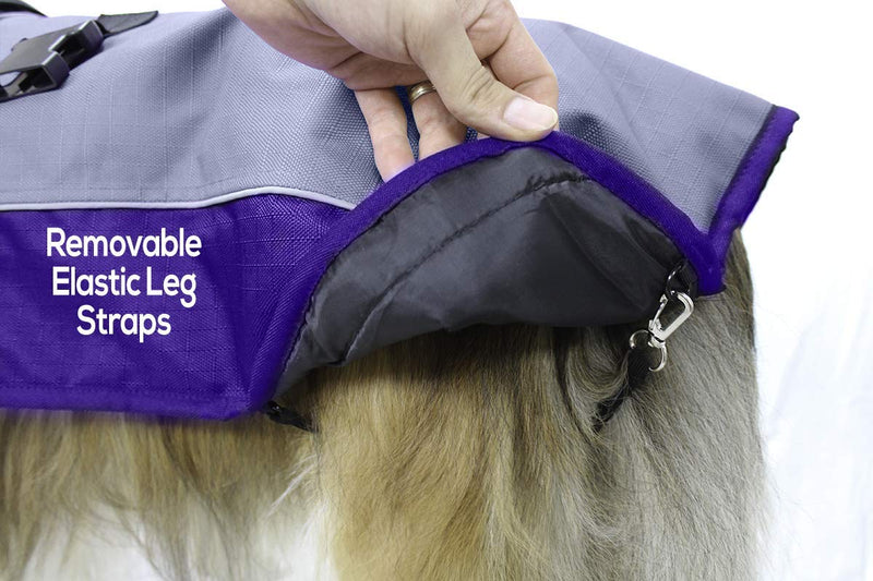 [Australia] - Derby Originals Horse Tough 1200D Waterproof Winter Dog Coat with 2 Year Warranty - Designed with Heavy Duty Ripstop Nylon & No Rub Breathable Inner Lining Insulated Charcoal/Purple 22" 
