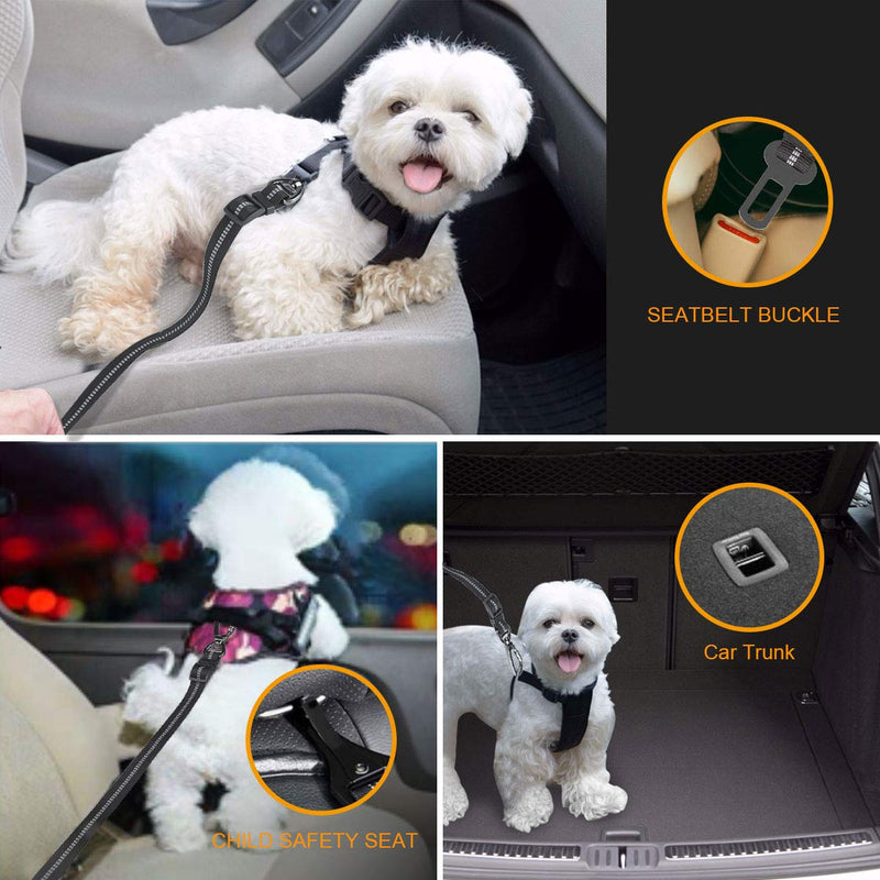 [Australia] - led day Dog Car Harness Dog Seat Belt Adjustable 3-in-1 Cat Pet Dog Car Safety Belt with Hook Latch & Seatbelt Buckle 