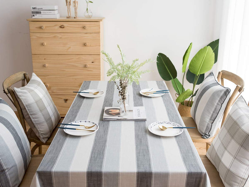 LINENLUX Stylish Square Rectangular Tablecloth/Table Cover for Kitchen Dinning Tabletop Decoration Gray Striped Square/Round 55 X 55 in A-gray Striped - PawsPlanet Australia