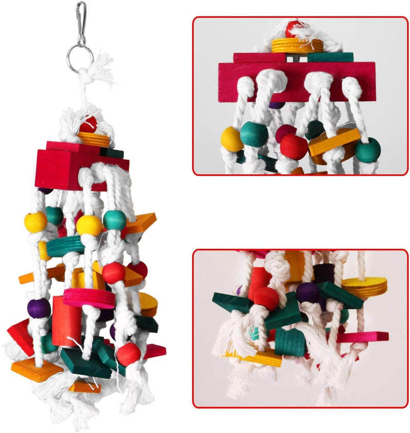 Wonninek Bird Chewing Toy Parrot Cage Bite Toys Wooden Block Bird Parrot Toys for Small and Medium Parrots - PawsPlanet Australia