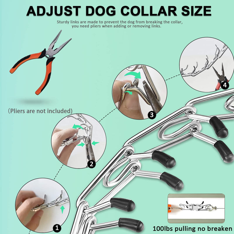 Adjustable Quick Release Dog Collar with Rubber Tip with Quick Release Buckle for Small Medium Large Dogs M/L(18-23" Neck, 3.5mm) silvery - PawsPlanet Australia