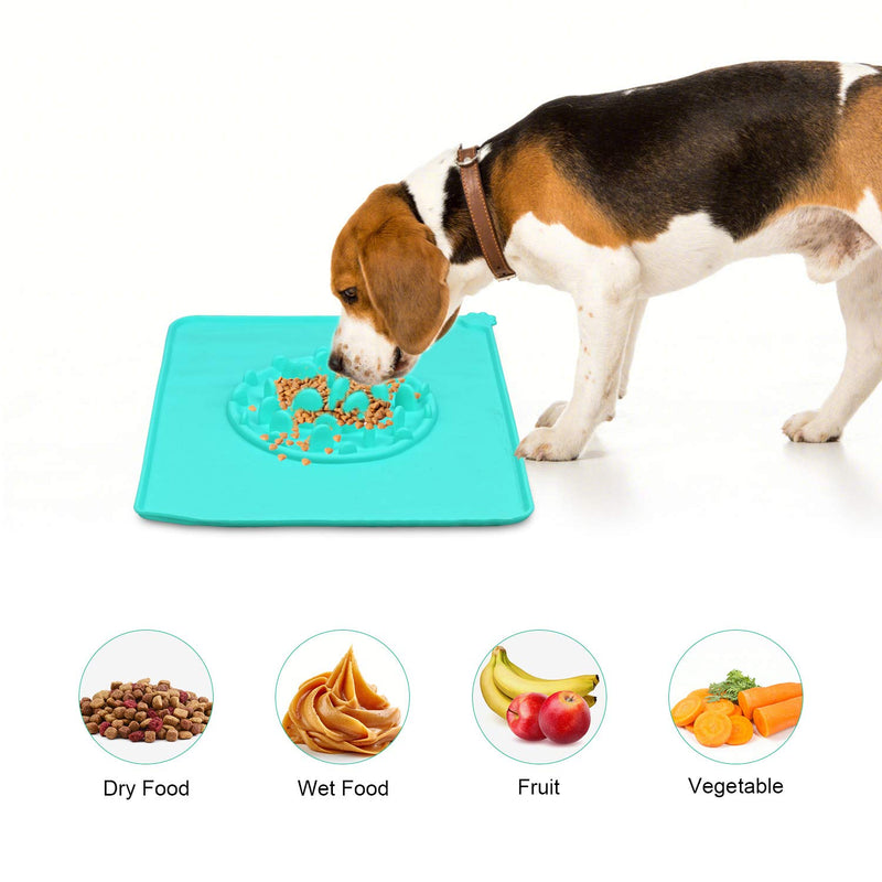 TOWEAR Pet Slow Feeding Mat for Dog, Silicone Slow Feeder Mat, Dog Feeding Placemat, Dog Slow Feed Bowl, Waterproof Non-Slip Pet Food Pad, Avoid Pet Choking (Green) Green - PawsPlanet Australia