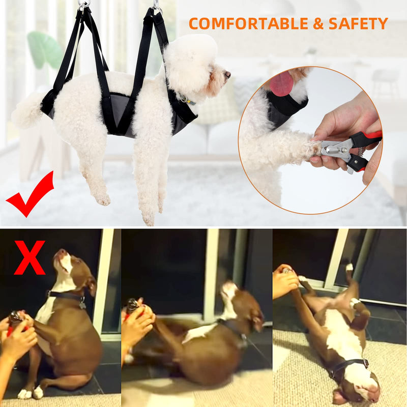 Pidsen Pet Grooming Hammock Harness for Dogs, Dog Hammock Restraint Bag, Breathable and Quick-Dry Grooming Nail Trim Sling Hammocks, with Nail Clippers/Trimmer, Nail File, Pet Comb (S) S - PawsPlanet Australia