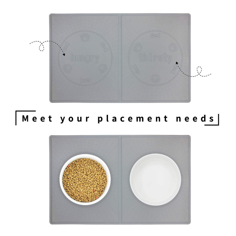 [Australia] - Ptlom Pet Placemat for Dog and Cat, Mat for Prevent Food and Water Overflow, Suitable for Two Pet Bowls,Silicone,19" 12" 19" * 12" Black 