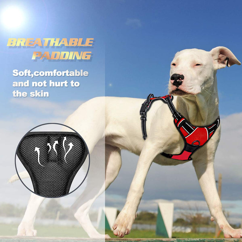 BARKBAY No Pull Dog Harness Large Step in Reflective Dog Harness with Front Clip and Easy Control Handle for Walking Training Running(Red,M) Medium(Chest:22-27") Red - PawsPlanet Australia