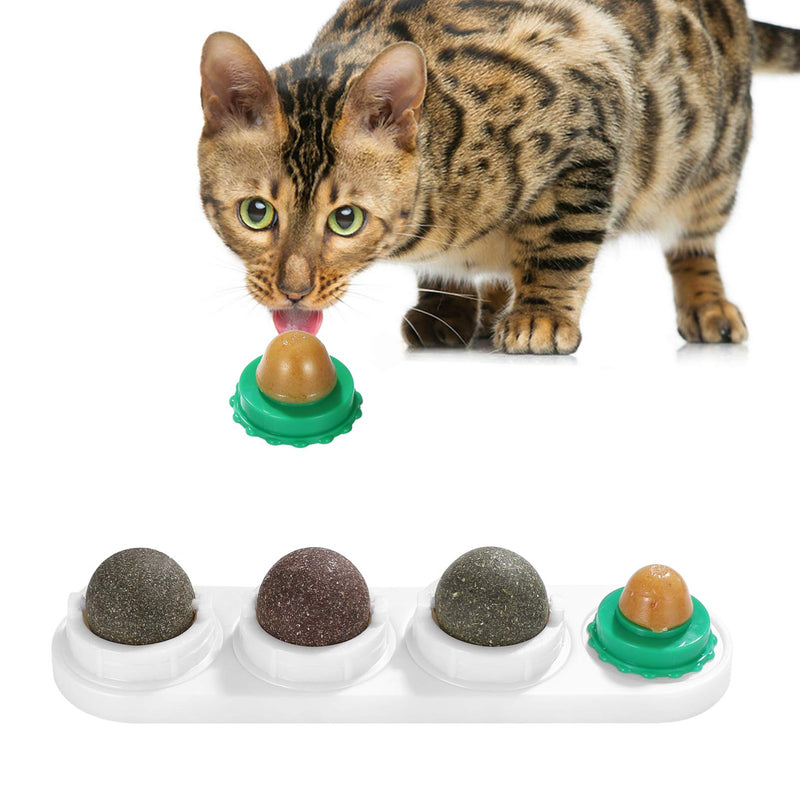 POPETPOP Catnip Balls for Cats- Rotatable Catnip Ball Cat Candy 5 in 1 Self-Adhesive Edible Catnip Toys, Catnip Wall Lick Treats Toys for Cats Kitten Kitty - PawsPlanet Australia