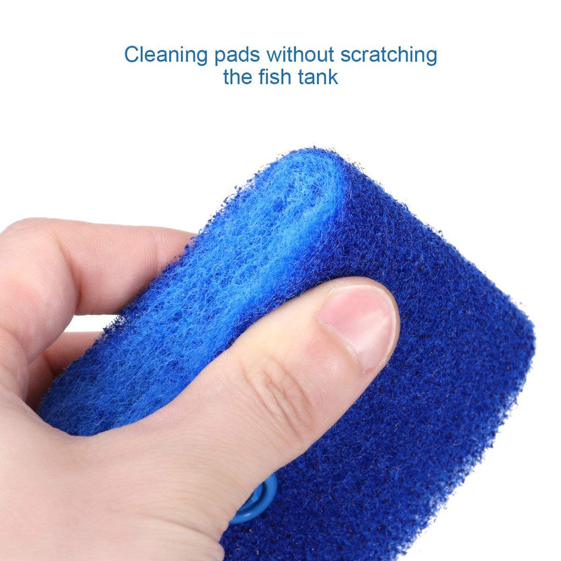 Aquarium Algae Scraper - Fish Tank Cleaning Double Sided Sponge Brush, Long Handle Fish Tank Scrubber for Acrylic Glass Aquariums (Blue) - PawsPlanet Australia