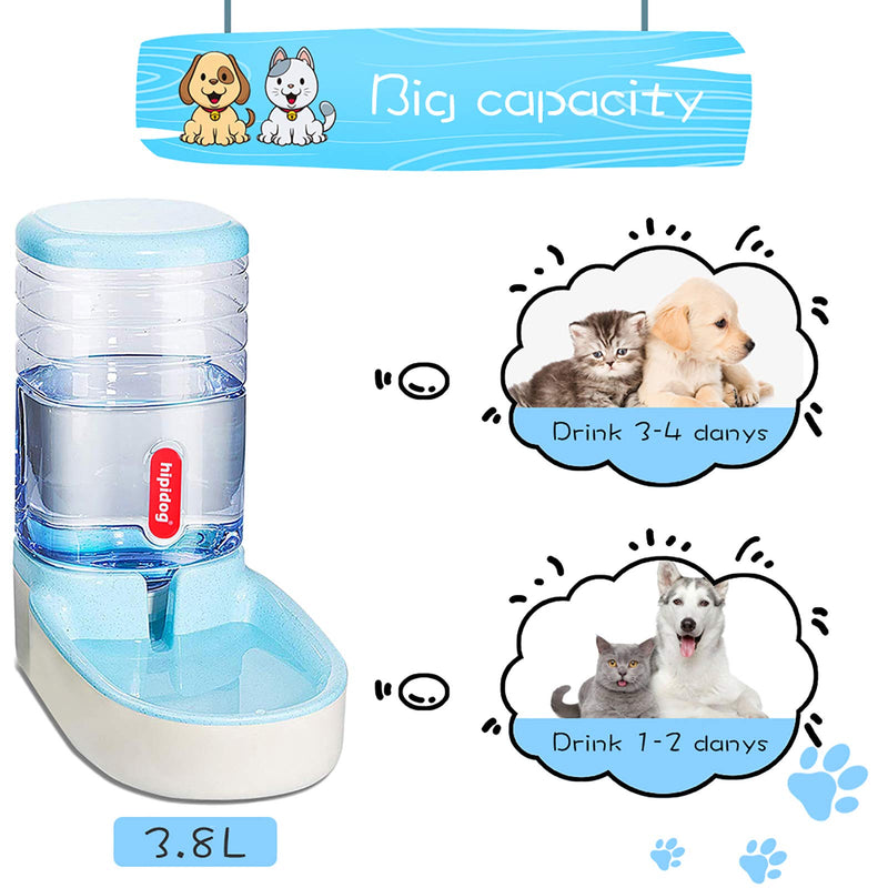 Lucky-M Pets Automatic Feeder and Waterer Set,Dogs Cats Food Feeder and Water Dispenser 3.8L,2 in 1 Cat Food Water Dispensers for Small Medium Big Pets (Blue) Blue - PawsPlanet Australia