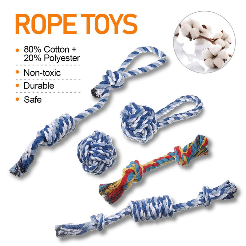 Focuspet Puppy Toys, 8 Pcs Dog Chew Rope Toys - Squeaky Plush Washable Puppy Toy Teeth Cleaning, Puppy Toys from 8 Weeks Dog Birthday Gift Sets Interactive and Relieve Boredom - PawsPlanet Australia