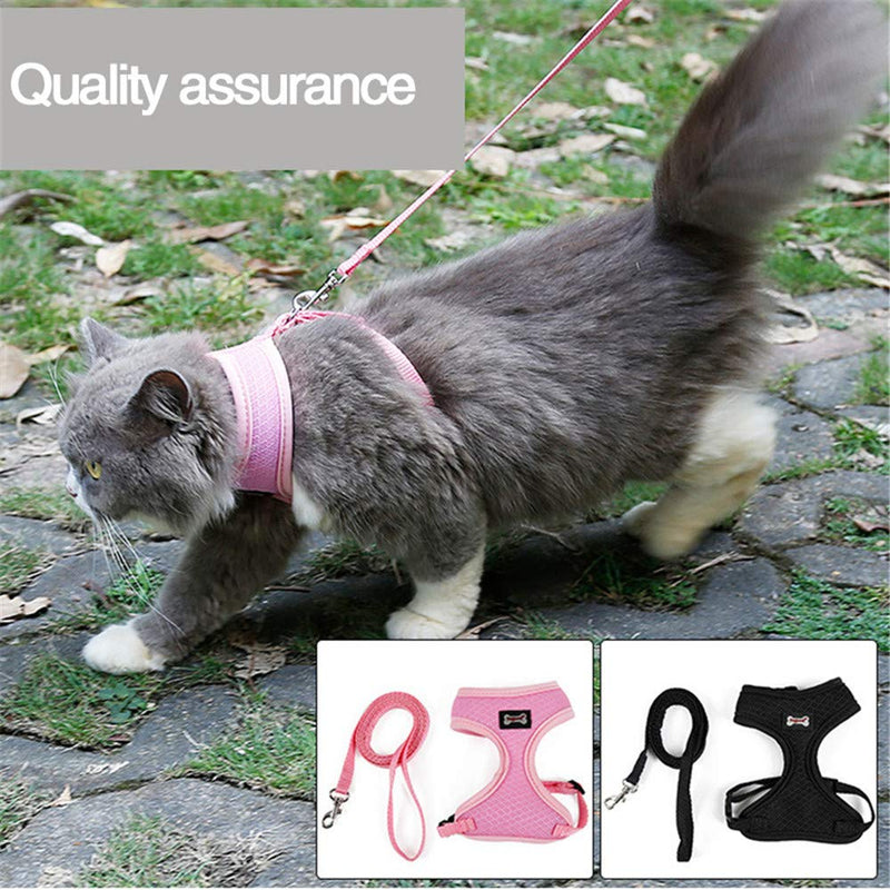 Doglemi Cats Harness with Leash, Escape Proof Breathable Soft Mesh Cat Harness, Adjustable Cat Outdoor Walking Vest Pet Supplies(Black) Black - PawsPlanet Australia