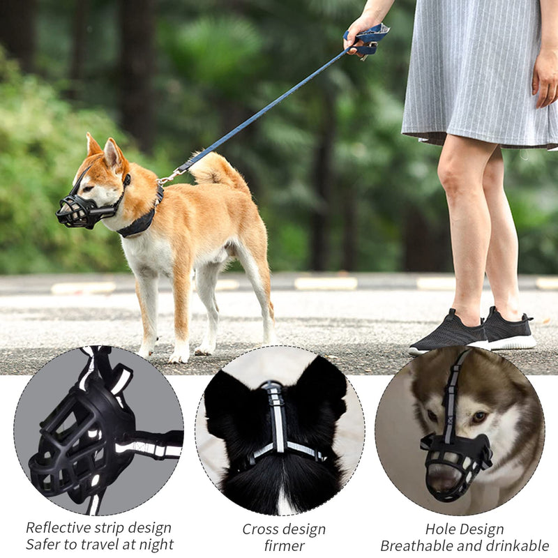 Muzzle for dogs, silicone basket, dog muzzles, soft silicone basket muzzle for small, medium and large dogs, prevents barking, biting and chewing (number 3) number 3 - PawsPlanet Australia