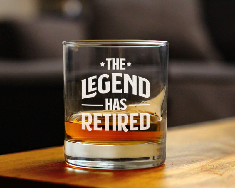 The Legend Has Retired - Whiskey Rocks Glass - Funny Retirement Gifts for Boss or Coworkers - 10.25 Oz - PawsPlanet Australia