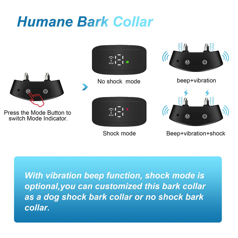 Bark Collar for Medium Large Dogs with Beep Vibration Intensity Adjustable Bark Collar for Small Dogs 5-15lbs Anti Barking Collar Rechargeable - PawsPlanet Australia