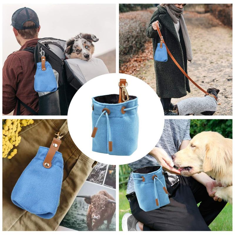 Changeary Dog Treat Pouch - Portable Dog Training Treats Bag Uses Drawstring Sealing Method and Waist Hook Buckle - Flexible to Carry, Easy to Open/Close, Snacks do not Fall During Work Blue - PawsPlanet Australia