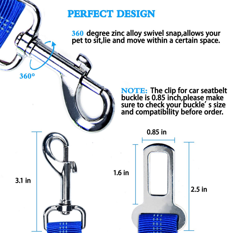 [Australia] - Adjustable Dog Seat Belt Pet Car Vehical Safety Lash Leads Eflective Seatbelt for Small, Medium, Large Dogs Blue 