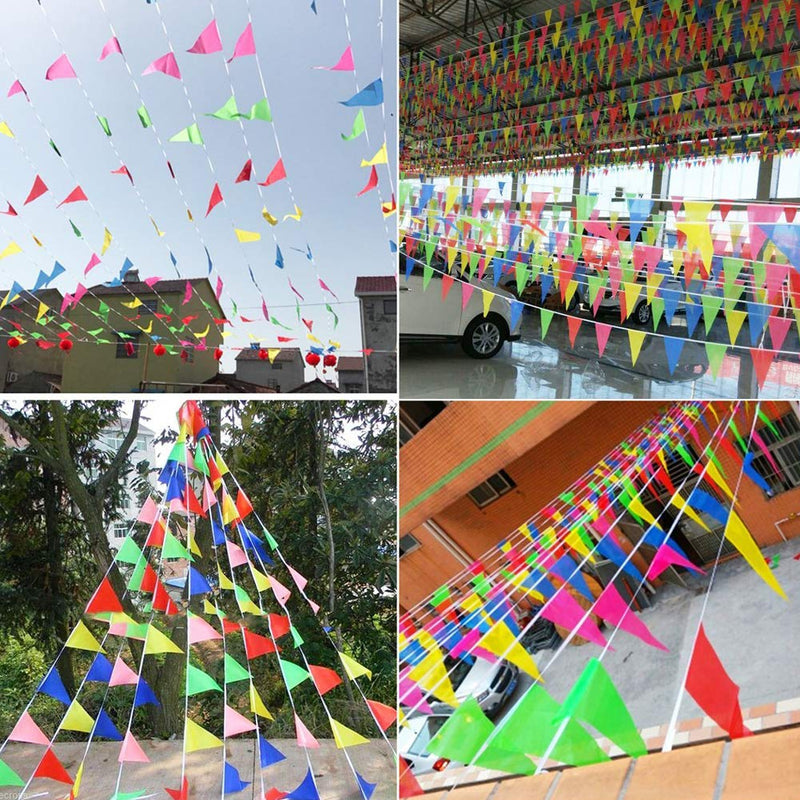 simuer 150Pcs Pennant Banner Flags, 262 Ft Triangle Flag Banner String Flags Multicolor for Birthdays Party,Festivals,Grand Opening,Christmas Decorations - PawsPlanet Australia
