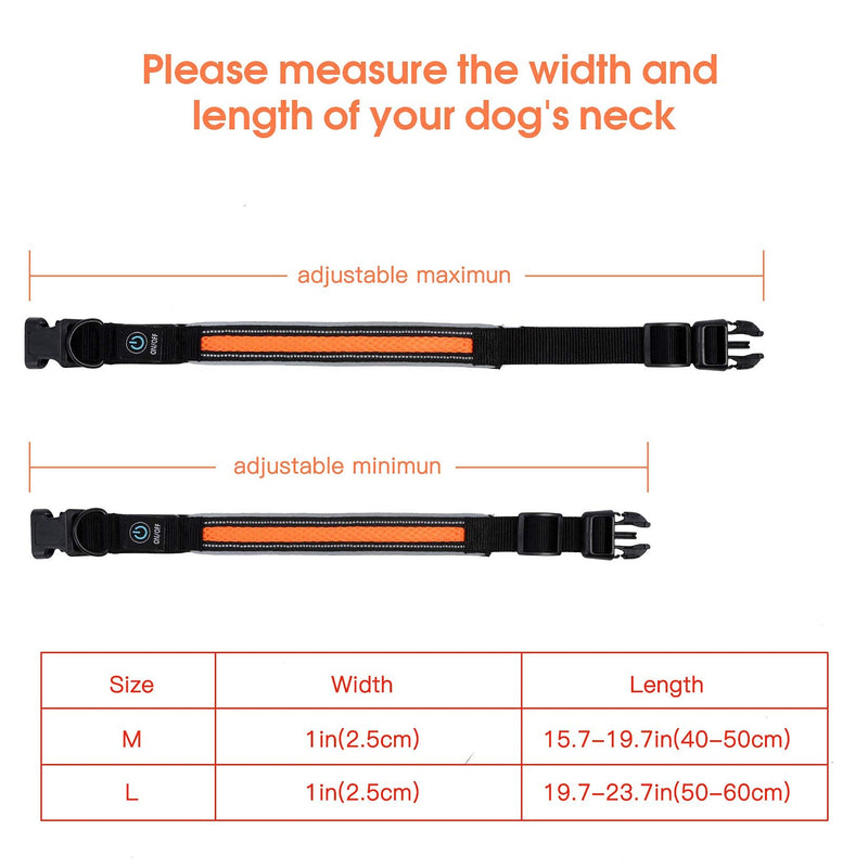 SONAMI LED Dog Collar with USB Rechargeable,Light Up Dog Collar Waterproof Adjustable Flashing Collar for Adding Safety to Night-time Walks(Neon Orange, Large) Neon Orange - PawsPlanet Australia