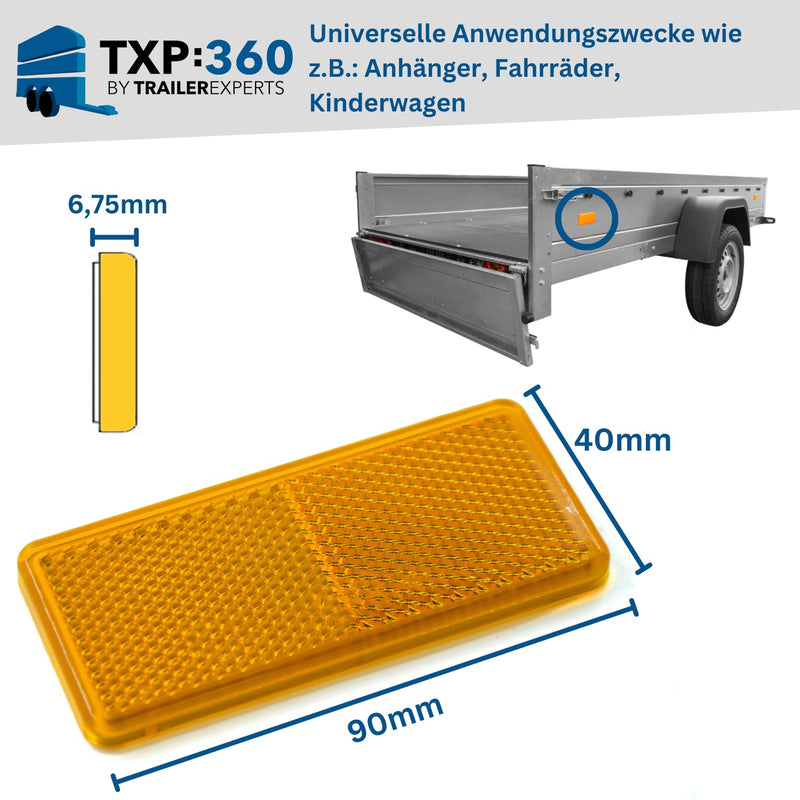 TXP:360 4x reflectors cat eyes rear reflectors | for gluing | Orange | rectangular - PawsPlanet Australia
