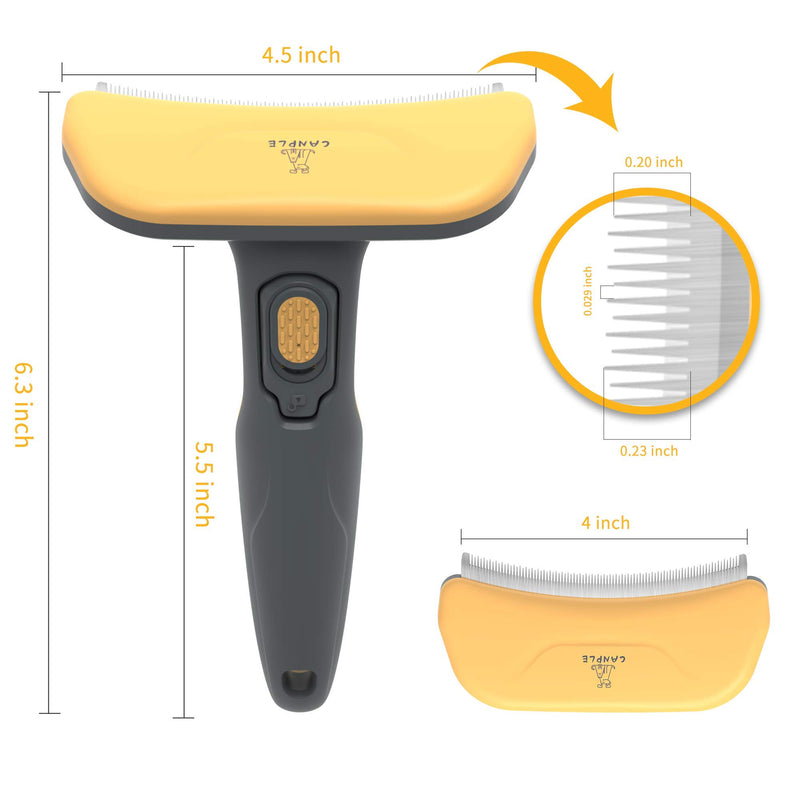 [Australia] - Canple Deshedding Brush Groom Comb 4 inches Curved Edge Long & Short Teeth Undercoat Grooming & Shedding Tool for Short, Medium and Long Hair Dogs and Cats (4 inches) 
